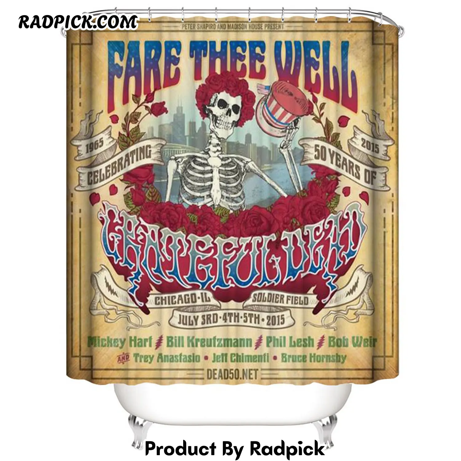 Fare thee well album cover grateful dead shower curtain rp387936